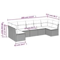 7-delige Loungeset met kussens poly rattan zwart - thumbnail
