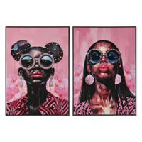 Schilderij Home ESPRIT Roze Modern chica Coating 50 x 3 x 70 cm (2 Stuks) - thumbnail