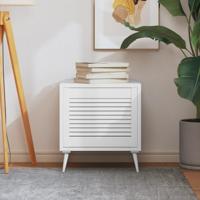 VidaXL Kastdeur met lamellen 39,5x49,4 cm massief grenenhout wit - thumbnail