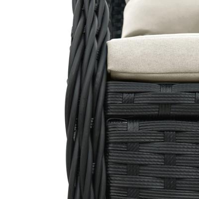 7-delige Tuinset met kussens poly rattan zwart - thumbnail