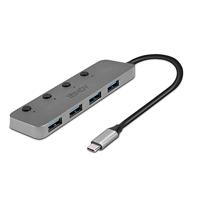 LINDY 43383 4-poorts USB 3.2 Gen 1 type C hub met aan/uit-schakelaar - thumbnail