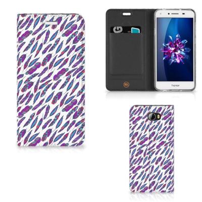 Huawei Y5 2 | Y6 Compact | Hoesje met Magneet | Feathers Color Huawei Y5 2 | Y6 Compact | Hoesje met Magneet | Feathers Color