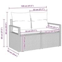 Tuinbankenset met kussen 9 pcs Grijs poly rattan - thumbnail