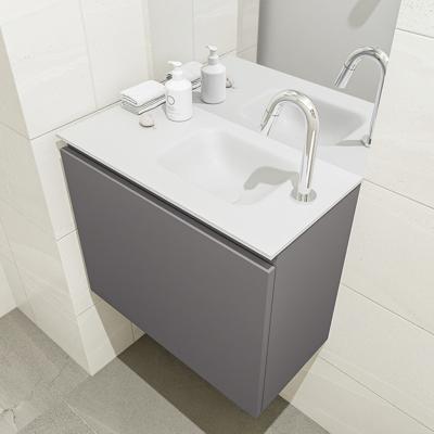 MONDIAZ OLAN 60cm toiletmeubel dark grey. LEX wastafel talc rechts 1 kraangat - thumbnail