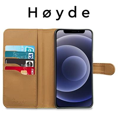 Høyde - Vegan lederen bookcase hoes - 100% Biologisch Afbreekbaar - iPhone 12 Mini - Cognac