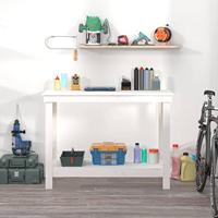 VidaXL Werkbank 110x50x80 cm massief grenenhout wit - thumbnail