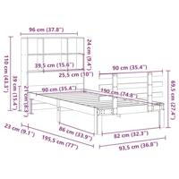 Bed met boekenkast zonder matras massief grenenhout 90x190 cm - thumbnail