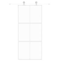 VidaXL Schuifdeur 90x205 cm gehard glas en aluminium wit - thumbnail