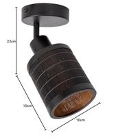 Lucide TAGALOG - Plafondspot - Ø 10 cm - 1xE27 - Zwart - thumbnail