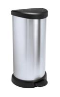 Curver Decobin Pedaalemmer Ovaal 40L Zilver/Zwart - thumbnail