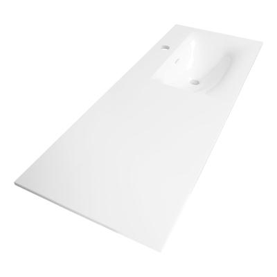Brauer Glacier Wastafel Asymmetrisch - 120 met 1 Spoelbak Rechts en 1 Kraangat - Fine Stone Hoogglans Wit