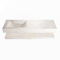 MONDIAZ ALAN-DLUX 130cm planchet Ostra. Vrijhangende wastafel CLOUD links zonder kraangat, kleur Ostra. - thumbnail
