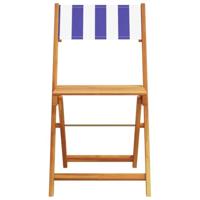 Bistrostoelen 2 st massief acaciahout en stof blauw en wit - thumbnail