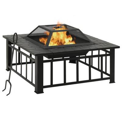 VidaXL Vuurplaats met pook xxl 81x81x47 cm staal