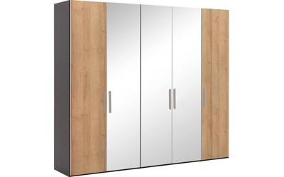 Goossens Kledingkast Easy Storage Ddk, Kledingkast 253 cm breed, 220 cm hoog, 2x draaideur en 3x spiegel draaideur midden Goossens Kledingkast Easy Storage Ddk, Kledingkast 253 cm breed, 220 cm hoog, 2x draaideur en 3x spiegel draaideur midden