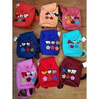 Vilten Schoudertas Kinderen met Vingerpoppen (Oranje) - thumbnail