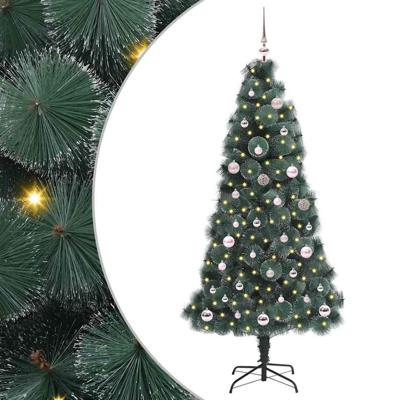 VidaXL Kunstmatige voorverlichte kerstboom met ballenset groen 150 cm