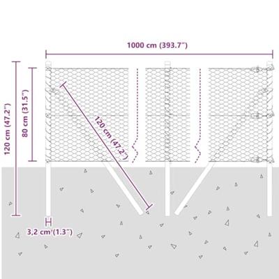 VidaXL Afrasteringspaal groen 10 x 0,8 m (25 mm gaas) staal en pvc