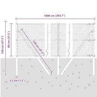 VidaXL Afrasteringspaal grijs 10 x 0,8 m (25 mm gaas) staal en pvc - thumbnail