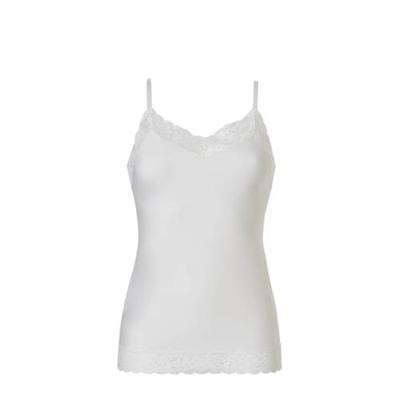 31912 Secrets dames hemd kant - Spaghetti bandjes - Kanten Naadloos dames hemd microfiber - lingerie top - S - Creme - Top - Singlet