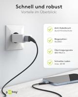 goobay Lightning > USB-A textielkabel met metalen aansluitingen - thumbnail