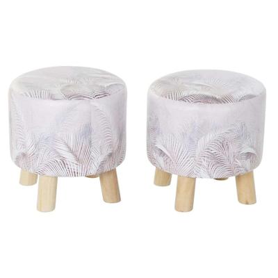 Voetensteun DKD Home Decor Grijs PU Pijnboom Tropisch (30 x 30 x 30 cm) (2 Stuks) (30 x 30 x 32 cm)