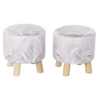 Voetensteun DKD Home Decor Grijs PU Pijnboom Tropisch (30 x 30 x 30 cm) (2 Stuks) (30 x 30 x 32 cm) - thumbnail
