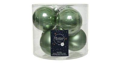 Decoris kerstballen glas saliegroen 8cm 6st