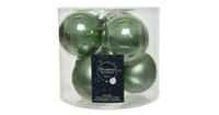 Decoris kerstballen glas saliegroen 8cm 6st - thumbnail