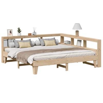 Bed met boekenkast zonder matras massief grenenhout 90x200 cm - thumbnail