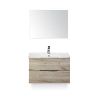 Seville Badmeubelset 80 cm - Craft Oak Edge greep - Wastafel Enjoy - met Spiegel