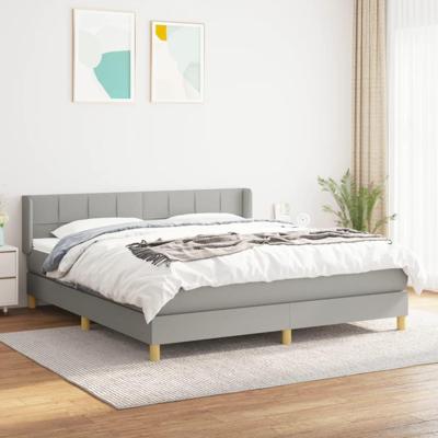 Boxspring met matras stof lichtgrijs 180x200 cm