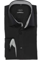 Venti Heren Overhemd Zwart Contrast Poplin Kent Modern Fit - thumbnail