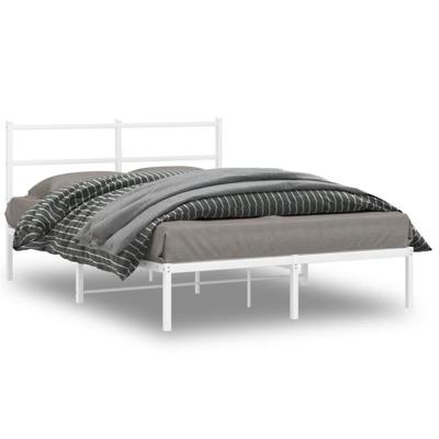 Bedframe met hoofdbord metaal wit 135x190 cm Bedframe met hoofdbord metaal wit 135x190 cm