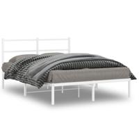 Bedframe met hoofdbord metaal wit 135x190 cm - thumbnail