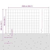 VidaXL Hek met paal zilver 1,5 x 25 m staal - thumbnail