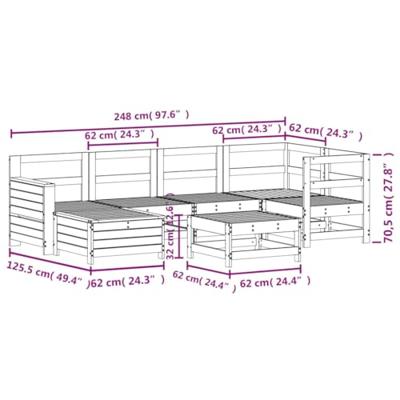 7-delige Loungeset massief grenenhout wit