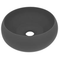 VidaXL Wastafel rond 40x15 cm keramiek mat donkergrijs - thumbnail