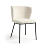Kave Home Eetkamerstoel 'Ciselia' Bouclé, kleur Wit - thumbnail