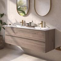 Ben Tendenza badmeubel incl. dubbele keramische wastafel 140x46x52cm congo bruin - thumbnail