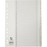 Q-CONNECT tabbladen, A4, PP, 11-gaatsperforatie, met indexblad, set van 1-31, wit - thumbnail