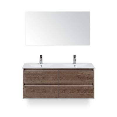 Dante Badmeubelset 120 cm - Tabacco - Keramische Wastafel Wit Enjoy - met Spiegel