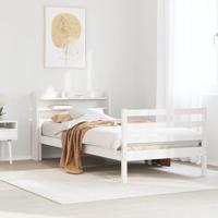 Bedframe met hoofdeinde zonder matras 100x200 cm wit - thumbnail