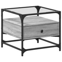 Salontafel met glazen blad 50x50x45 cm staal - thumbnail