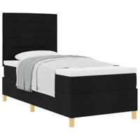Boxspringbed met matras met hoofdeinde Zwart 100 x 200 cm Stof - thumbnail