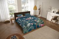 Descanso Dekbedovertrek "bloemen" - Petrol - (240x200/220 cm) - Biologisch Katoen satijn - thumbnail