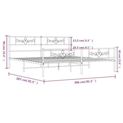 Bedframe met hoofd- en voeteneinde metaal wit 200x200 cm