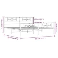 Bedframe met hoofd- en voeteneinde metaal wit 200x200 cm - thumbnail