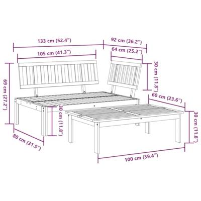 2-delige Loungeset pallet massief acaciahout - thumbnail