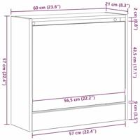 VidaXL Schoenenkast met plank zwart eiken 60 x 21 x 57 cm bewerkt hout - thumbnail